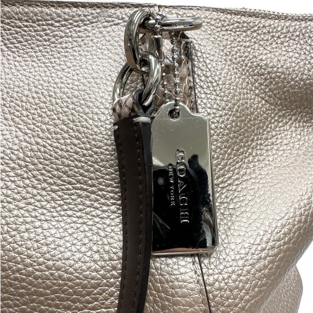 Coach Ava Tote F38878 Metallic Pebble Leather Snake Trim Zip Bag - Picture 6 of 10